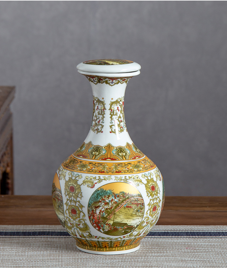 Archaize of jingdezhen ceramic wine jar three catties qingming scroll liquor bottles sealed mercifully wine