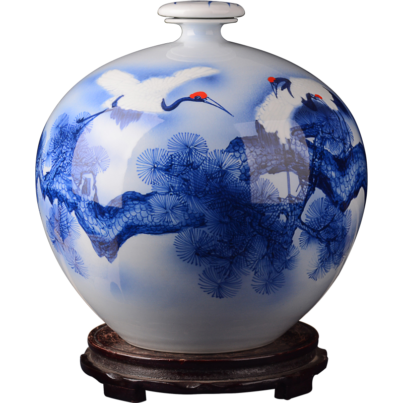 Jingdezhen blue and white porcelain hand - made bottle Chinese style porch decoration furnishing articles home sitting room 10 jins 15 sealed as cans