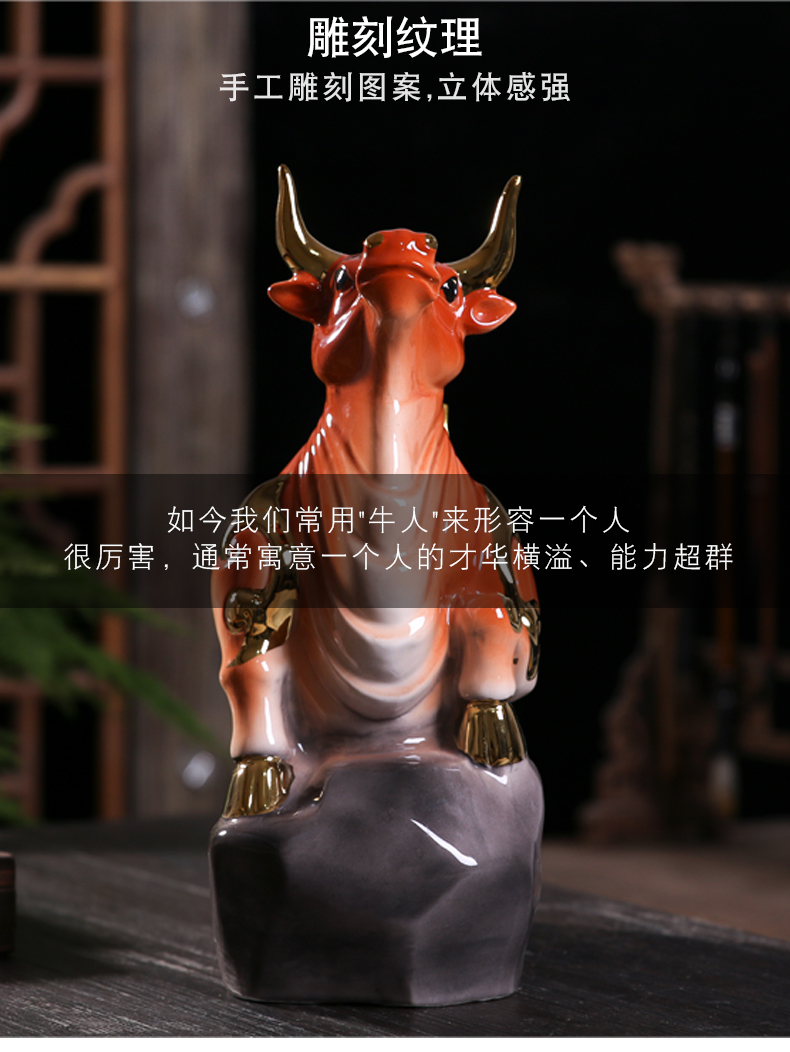 The year of The ox zodiac jingdezhen ceramic bottle with gift box 5 jins of sealed empty jar creative household pot liquor