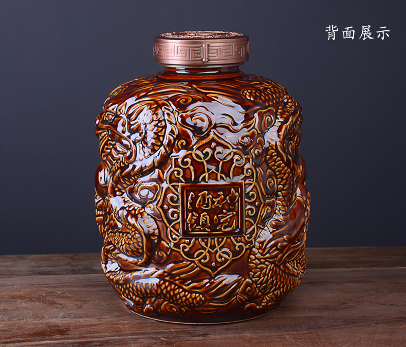 Archaize ceramic wine jars home 10 jins 20 jins to seal it jingdezhen creative furnishing articles aged wine bottles