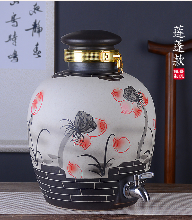 Archaize of jingdezhen ceramic wind mercifully wine jars home 10 jins 20 jins 30 jins 50 to seal storage SanJiu bottles and as cans