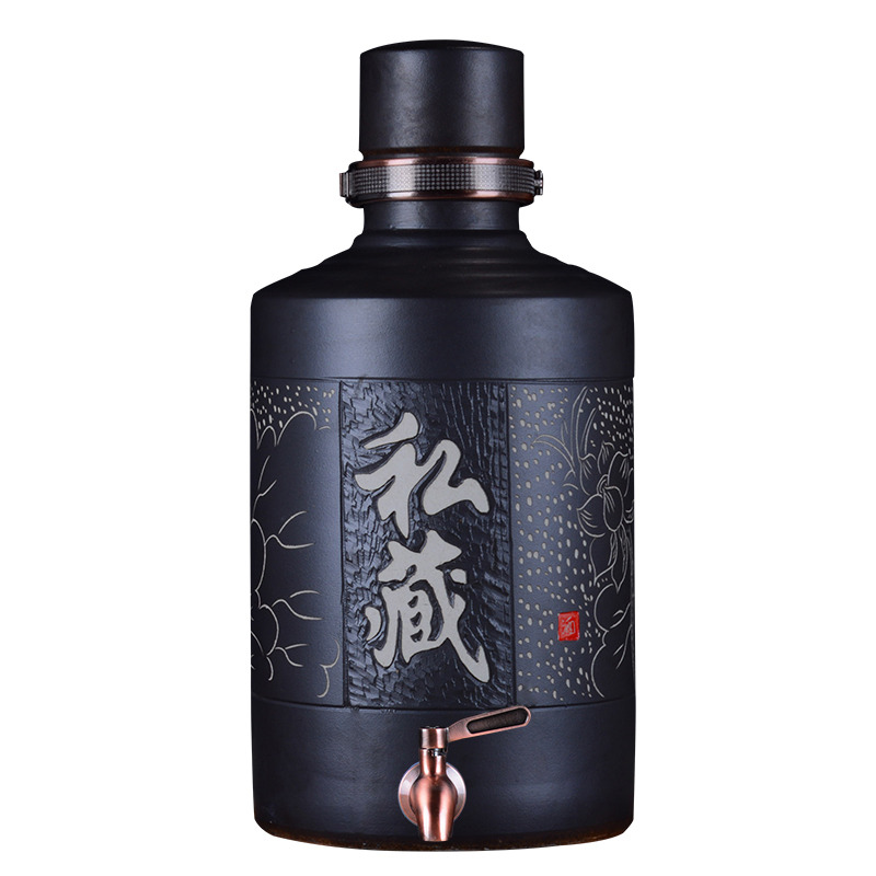 Jingdezhen bottle 20 jins straight jars storage bottle with tap archaize seal hip wine wine jars
