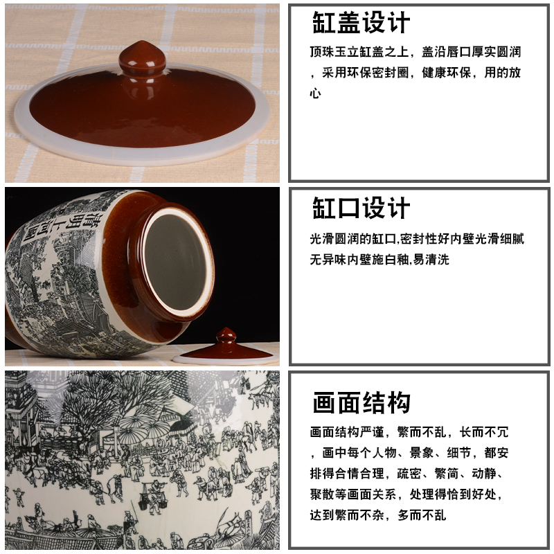Jingdezhen ceramic jar 50 kg medicine bottle bottle lead - free hip flask it dip jugs qingming scroll
