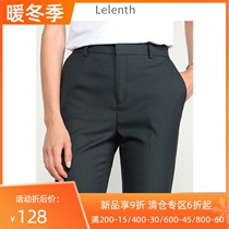 2021 autumn professional casual loose straight pants women commuter elastic waist black green suit pants working pants