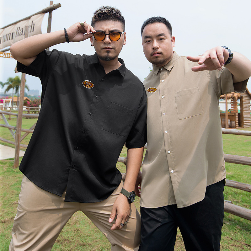 Plus-Size Trendy Men's Clothing, Oversized Loose-Fitting American-Style Sporty Retro Street Fashion Rugby Embroidered Short-Sleeved Shirt Plus-Size Trendy Men's Clothing, Oversized Loose-Fitting American-Style Sporty Retro Street Fashion Rugby Embroidered Short-Sleeved Shirt