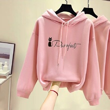 女士加绒卫衣休闲上衣韩版连帽衫外套女装