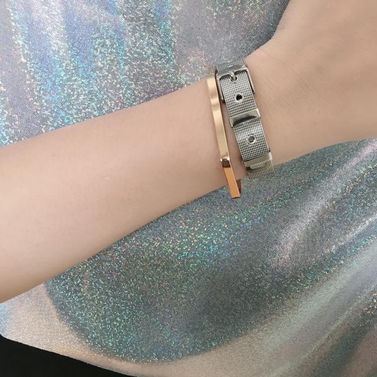 Cổng đơn giản gió dày bracelet Châu Âu và Mỹ retro gió lạnh người đàn ông hoang dã và phụ nữ lưới bạc thép không gỉ với vòng tay vòng đeo tay