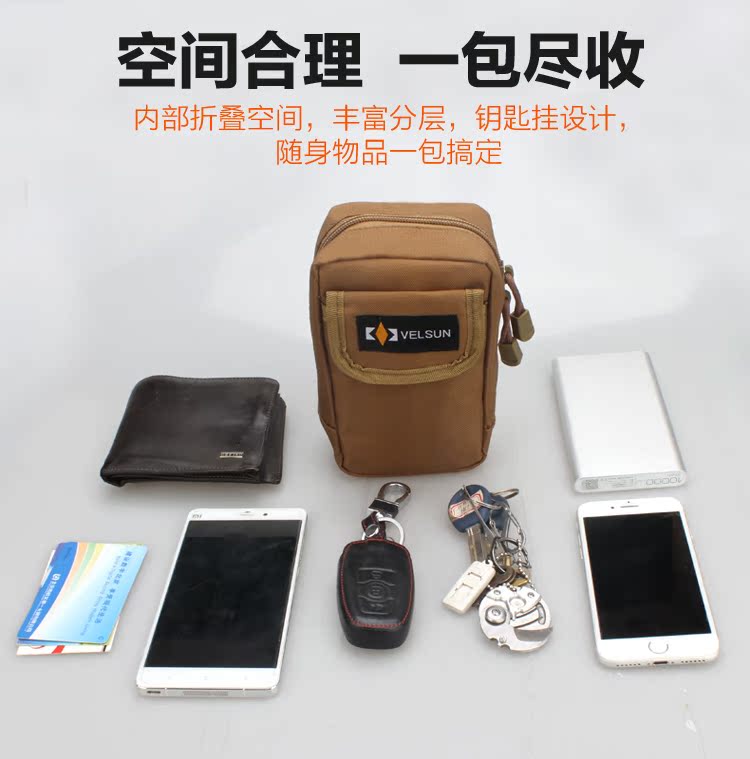 Velsun ngoài trời mở túi điện thoại di động túi nam đa chức năng mini không thấm nước 6 inch súng cao su túi nhỏ đai đeo đựng bình nước chạy bộ