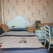 American Import Pure Paper Wallques Wallpapers Mediterranean Blue Nautical Lighthouse Childrens Book Room Modern Minimalist Wallpaper