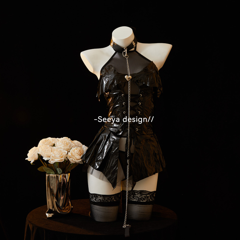 Seeya Night Visit to the Witch Sexy Little Devil Two-Dimensional Cos Uniform Women's Pu Pure Desire Halloween Leather Skirt