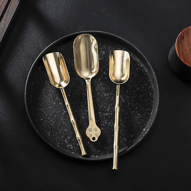 Tea spoon brass to prepare tea spoon teaspoon Gongfu tea accessories Accessories Suit Boutique Shovel Tea Spoon Tea Daub 6