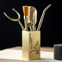 Brass Six Junzi tea making tool set Gongfu tea set Tea clip Tea knife Tweezers Japanese tea making tool 6 Junzi