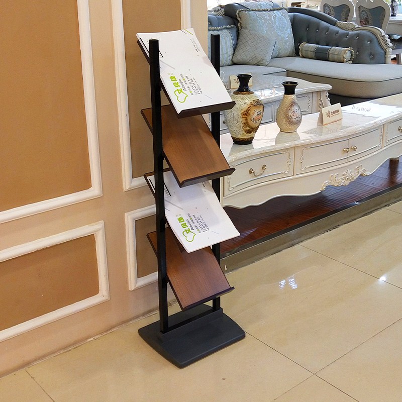 Simple newspaper rack A4 magazine rack Creative book rack Brochure Vertical floor-to-ceiling multi-layer information rack display stand