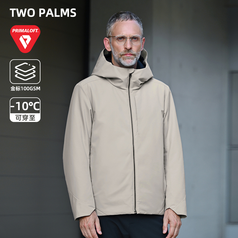Two Palms Gold Label Primaloft Cotton Urban Commuting Hooded Warm Cotton Jacket Men's Winter