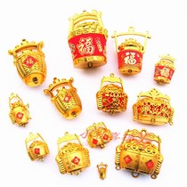 New gold-plated plastic accessories festive gold bucket accessories Chinese knot moving ornaments wedding wedding festive supplies decoration