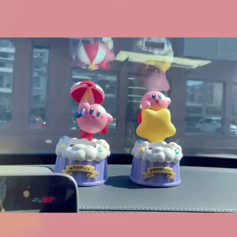 Authentic Kirby Solar-Powered Car Decoration, Cute Kirby Figurine, Gift for Girls
