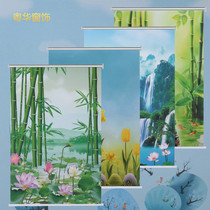Rolling curtain curtain blackout landscape Bathroom Kitchen bathroom office waterproof sunscreen lift-free lifting