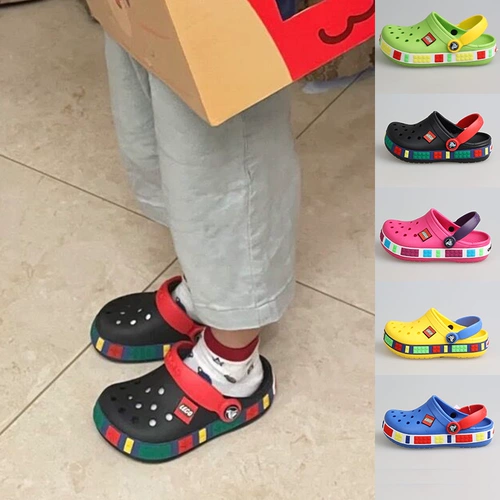 Crocs, lego, пляжные повседневные тапочки в стиле Crocs подходит для мужчин и женщин для плавания, закрытый носок