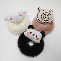 Pig leather band cartoon head rope Hair ornaments headdress hair rope Cute girl plush hair circle Student Korean version of Laurel dog jk