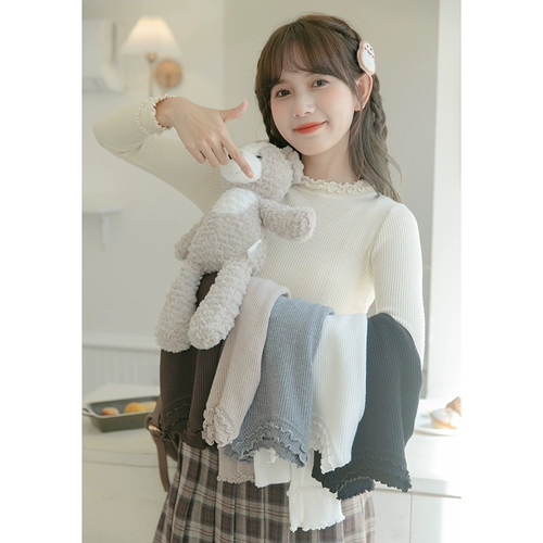 Белый цветной приятный телу приталенный трикотажный свитер, высокий воротник, французский стиль, подходит для подростков