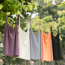 Black white inner knit sling purple bottomed T-shirt beautiful back small vest female summer wear sleeveless top tide