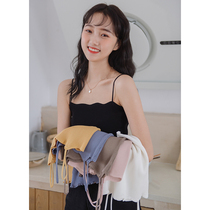 Net red pop black interior beauty back base knitted suspenders female white small vest wear tide sexy coat summer