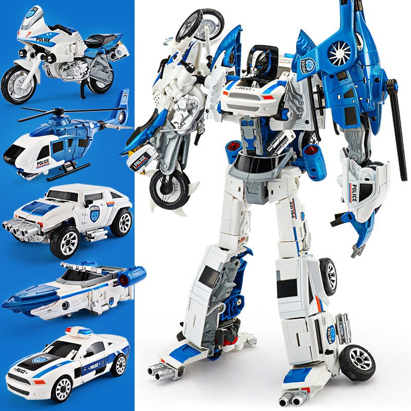 Children's alloy deformed toy car body model Wolverine Robot Boy Plane Moron Police Car