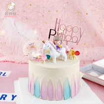 Bake cake decoration ornaments Happybirthday acrylic card happy birthday plug-in unicorn