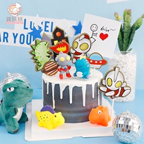 Baking cake decoration concave convex man fight small monster cartoon birthday cake card soft pottery small plug-in cake dress