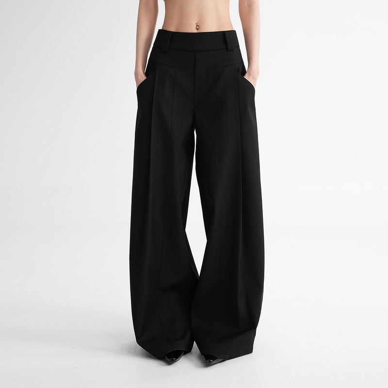 Srys Ame Elegant Mid-High Waist Floor-Length Loose Wide-Leg Pants Suit Pants Spring and Autumn Casual Pants New Women's Pants