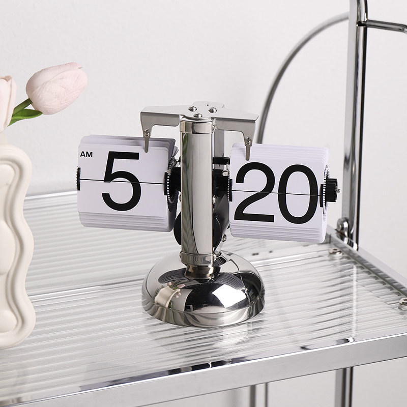 Nordic Wind Automatic Page-turning Clock Machinery Table Desktop Clock Swing Piece Home Living Room Hyun Guan Jo Relocation New Residence Gift-Taobao