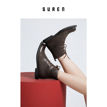 vegetarian SUREN 2020 new womens boots womens boots Martin boots cowhide high-top shoes womens British style 2036