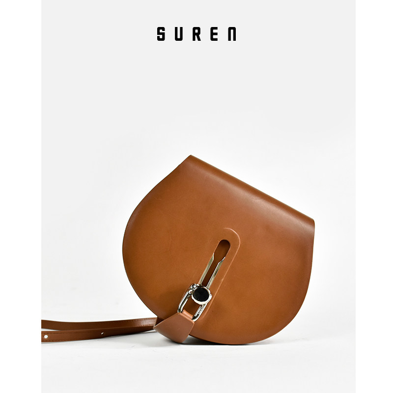 Vegetarian SUREEN autumn winter new phone bag small crowdfashion single shoulder inclined satchel women's saddle bag semicircle 1672