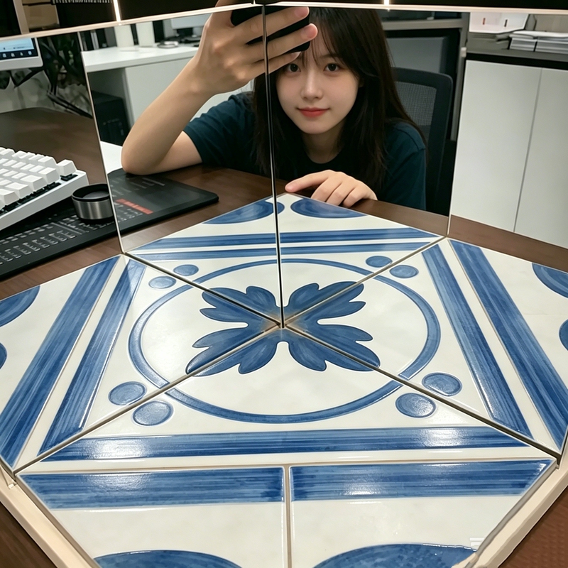 2-Piece Acrylic Mirror Tile Display Mirror, Tile Showroom Patterned Splicing Display 30cm Square Shape