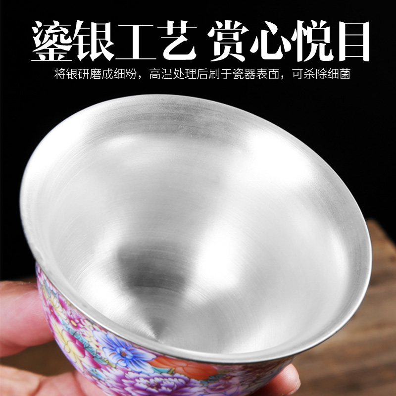 It still fang home tasted silver gilding kung fu tea tea set ceramic enamel teapot tea silver restoring ancient ways
