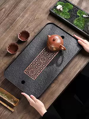 Wujin Stone tea tray small water storage small kung fu tea set solid wood tray drain bamboo tea table home simple Japanese style