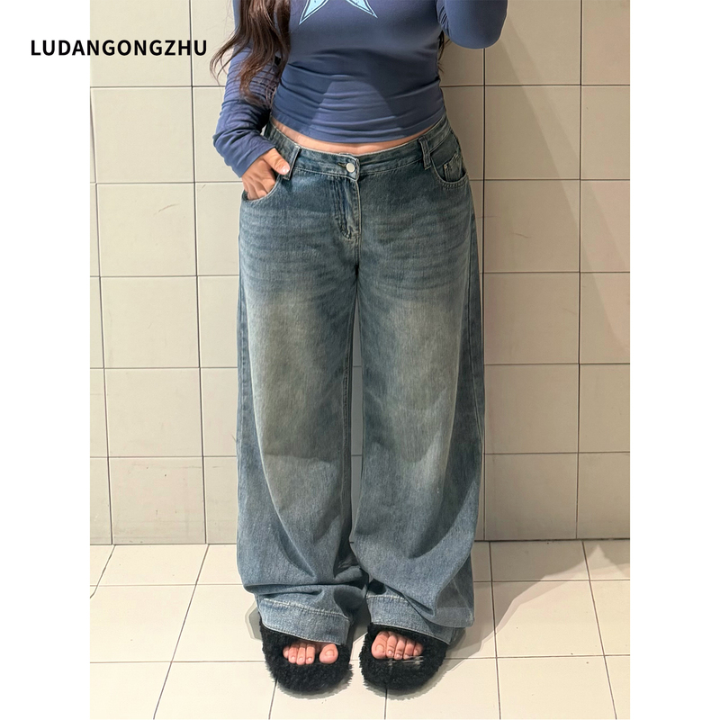 Braised Egg Princess 2026 New Popular Autumn Plus-Size Loose Casual Wide-Leg Straight-Leg Jeans Long Pants Braised Egg Princess 2026 New Popular Autumn Plus-Size Loose Casual Wide-Leg Straight-Leg Jeans Long Pants