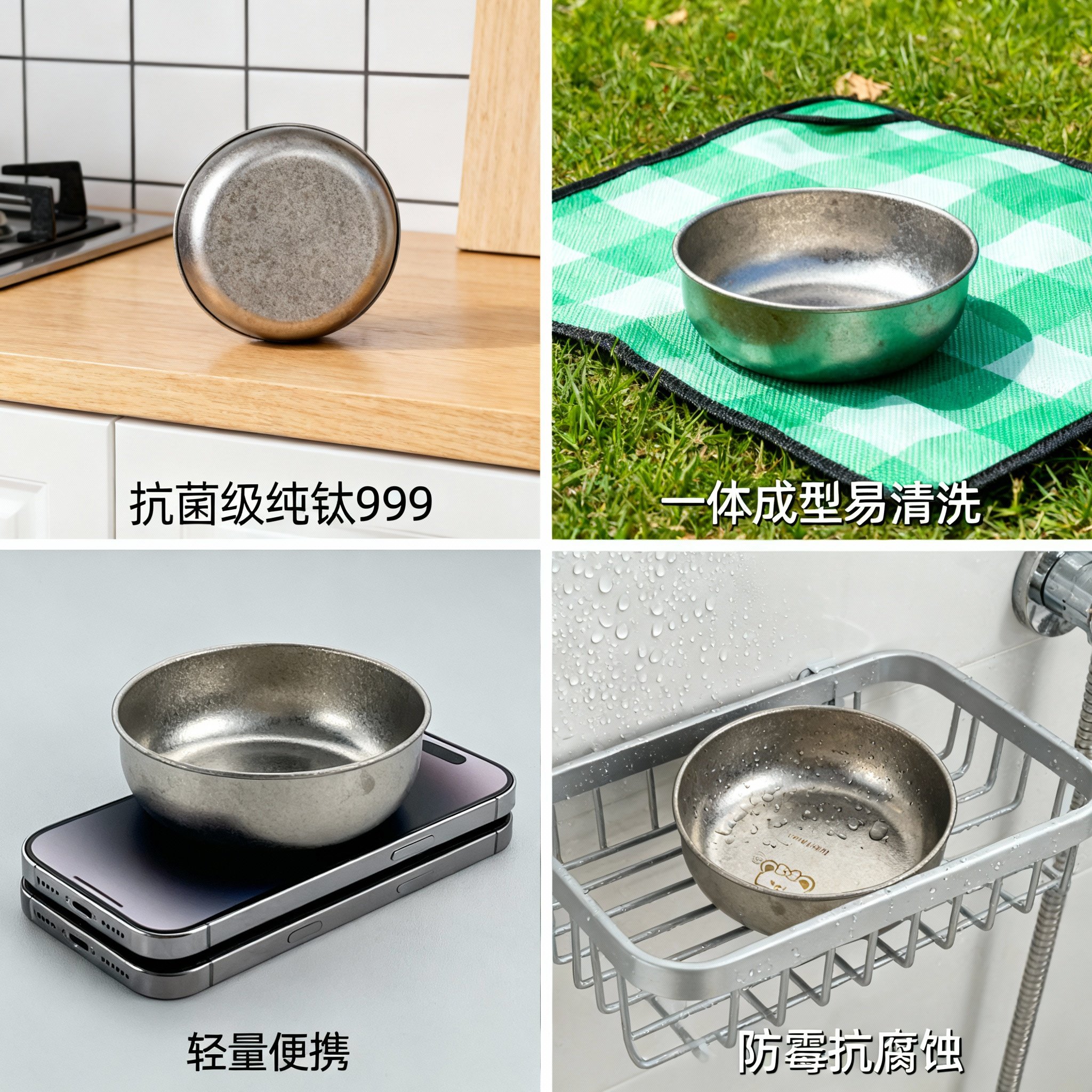 Pure Titanium Kidsren's Small Bowl, Lightweight, Anti-Fall, Safe and Portable, Baby Food Supplement Snack Plate, Cute Cartoon 2025 New Style