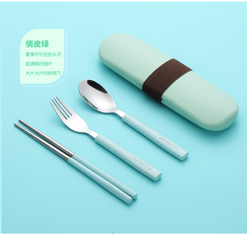 304 đũa inox đũa đũa bộ nĩa Bộ đồ ăn cầm tay Nhật Bản ba mảnh đũa học sinh trưởng thành bộ chén đĩa