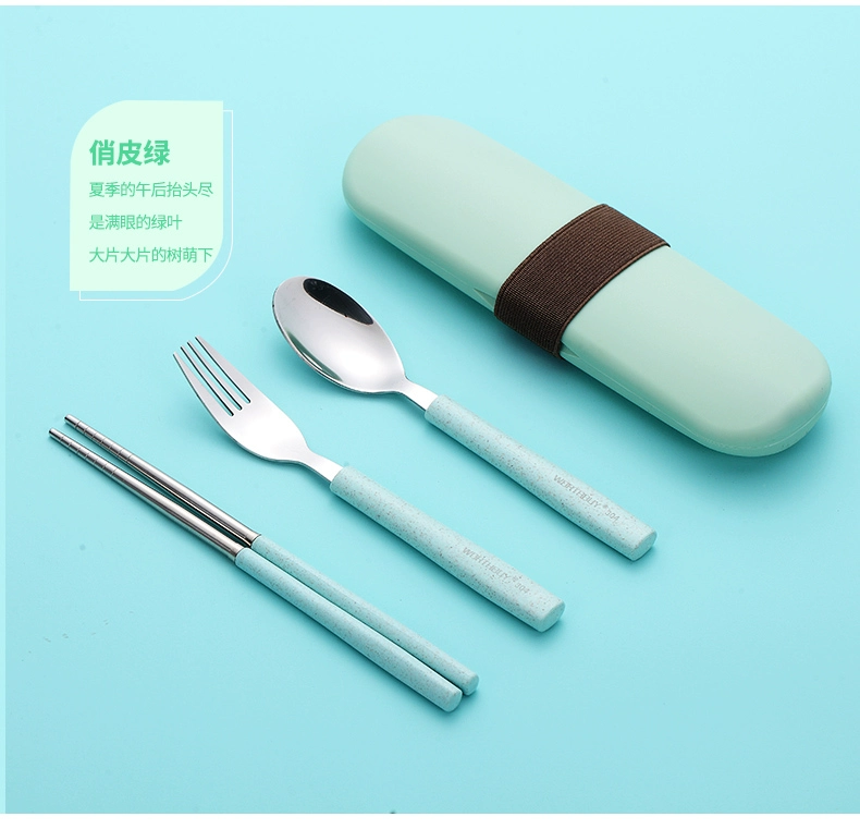 304 đũa inox đũa đũa bộ nĩa Bộ đồ ăn cầm tay Nhật Bản ba mảnh đũa học sinh trưởng thành
