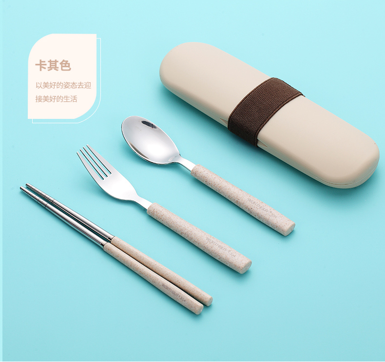 304 đũa inox đũa đũa bộ nĩa Bộ đồ ăn cầm tay Nhật Bản ba mảnh đũa học sinh trưởng thành bộ chén đĩa