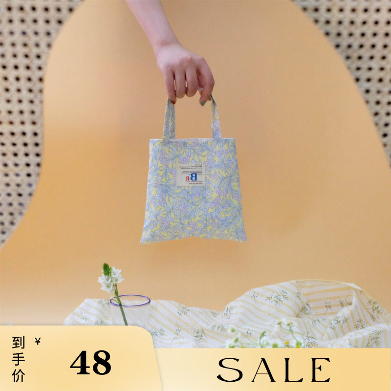 BLEU et ROSE (small pale) original crushed summer handbag cute mini canvas shopping bag