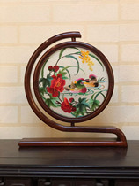 Handmade Embroidery China Wind New Chinese Style Double-sided Embroidered Pendulum Piece Furnishing Table Screen Chinese Jiangnan Feng Gift Upscale