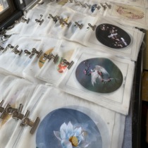 Su embroidery pure hand embroidery double-sided embroidery piece finished mulberry silk fabric gold bag Su embroidery accessories material