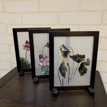 Su Embroidery Handmade Embroidery Purple Light Sandalwood Small Pendulum Gift high gear Gift Pendulum Table New Chinese China Wind Bifacial Embroidery