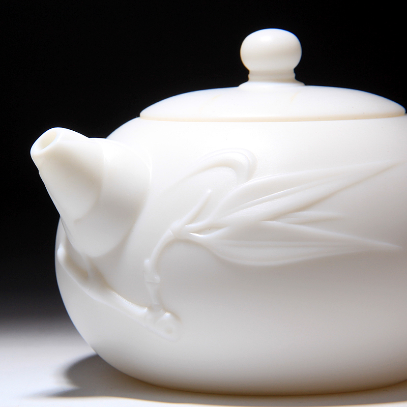 Mingyuan FengTang dehua white porcelain clay kaolin to suggest the teapot, burn and hand - made pot (bamboo)