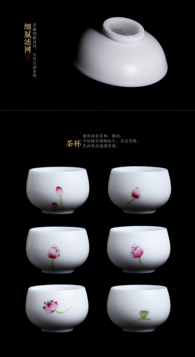 Mingyuan FengTang master hand signed version of dehua white porcelain set of kung fu tea set household hand - made pure manual teapot teacup