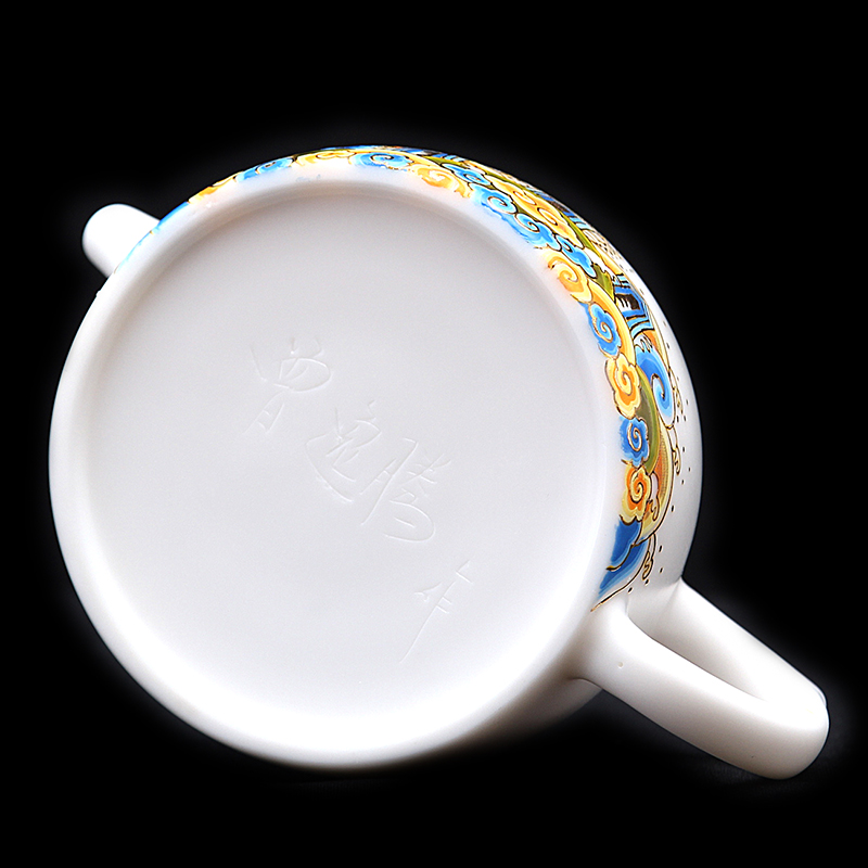 Mingyuan FengTang dehua white porcelain kung fu tea set of household ceramic cups a pot of two cups of hill sea water collector