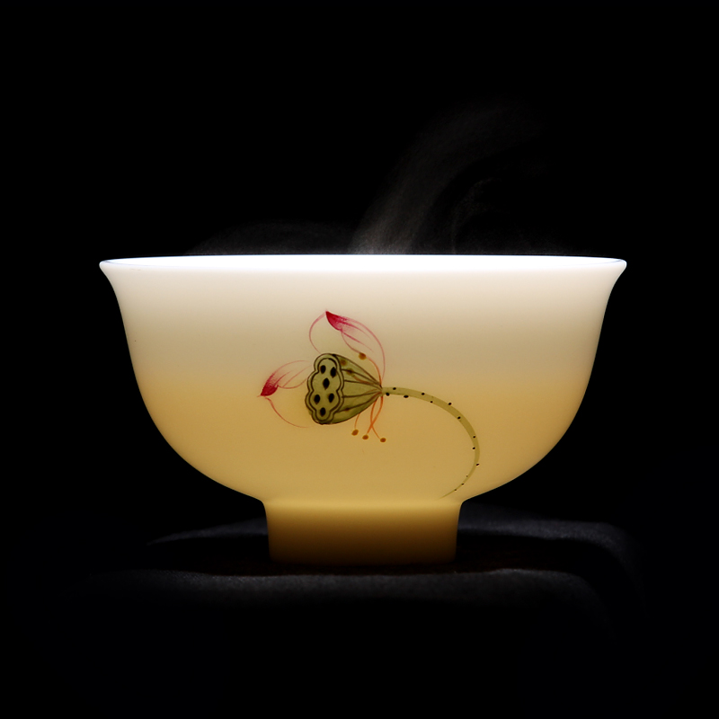Mingyuan FengTang dehua white porcelain built white jade lotus teacups hand - made ceramic porcelain kung fu masters cup, bowl