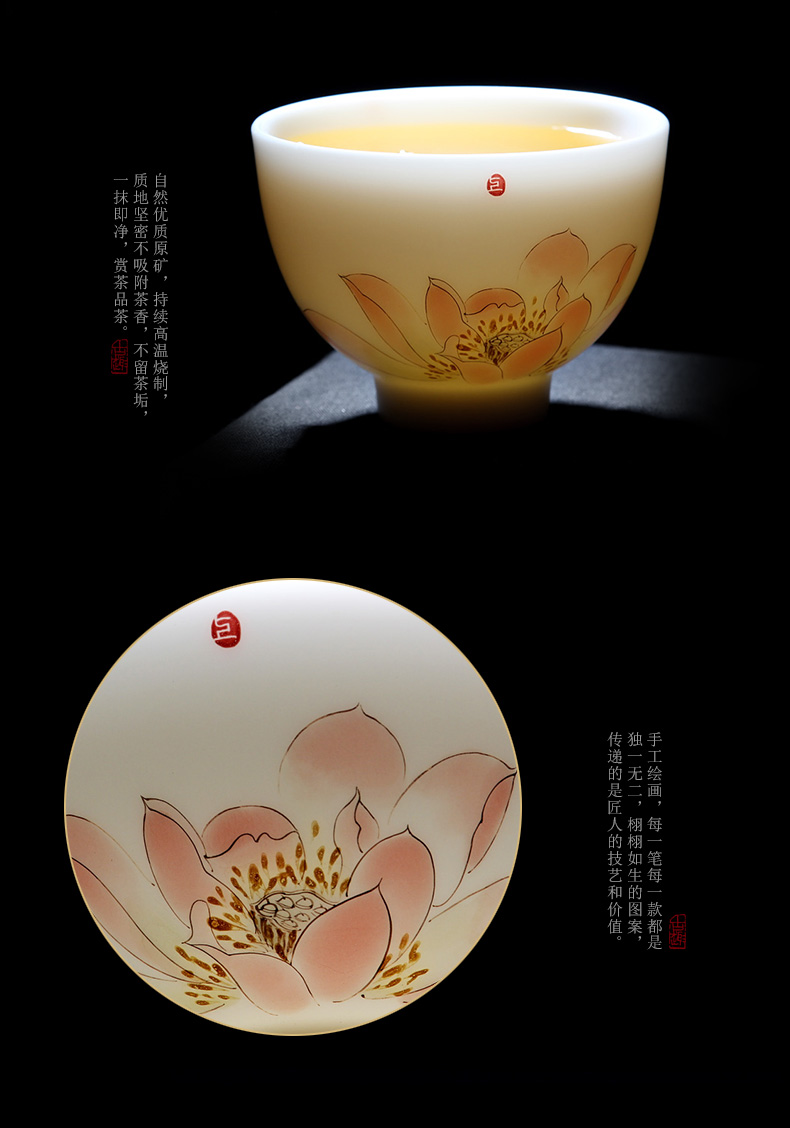 Mingyuan FengTang dehua white porcelain all hand hand draw pastel kung fu tea tea sample tea cup, master cup ceramic cup bowl